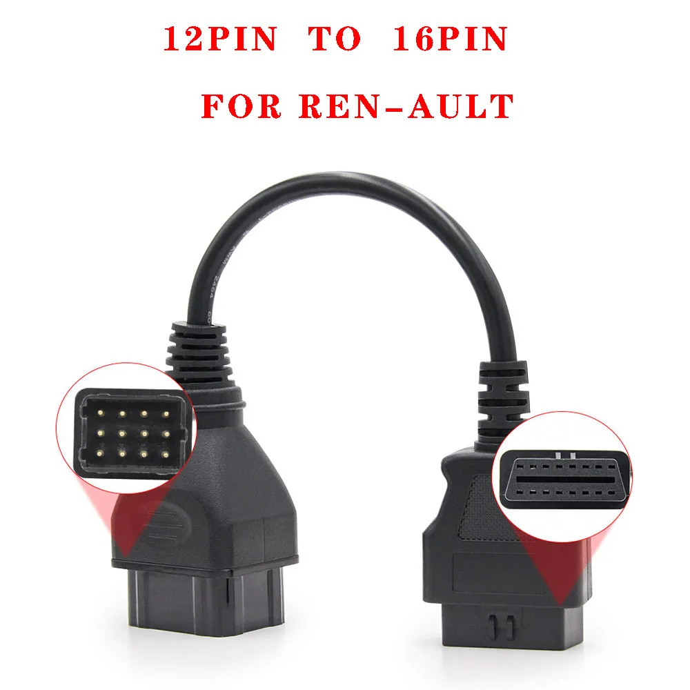 Per Renault 12Pin Maschio A Obd Obd2 Obdii Dlc 16 Pin 16 Pin Femmina Strumento Diagnostico Per Auto Cavo Convertitore Adattatore