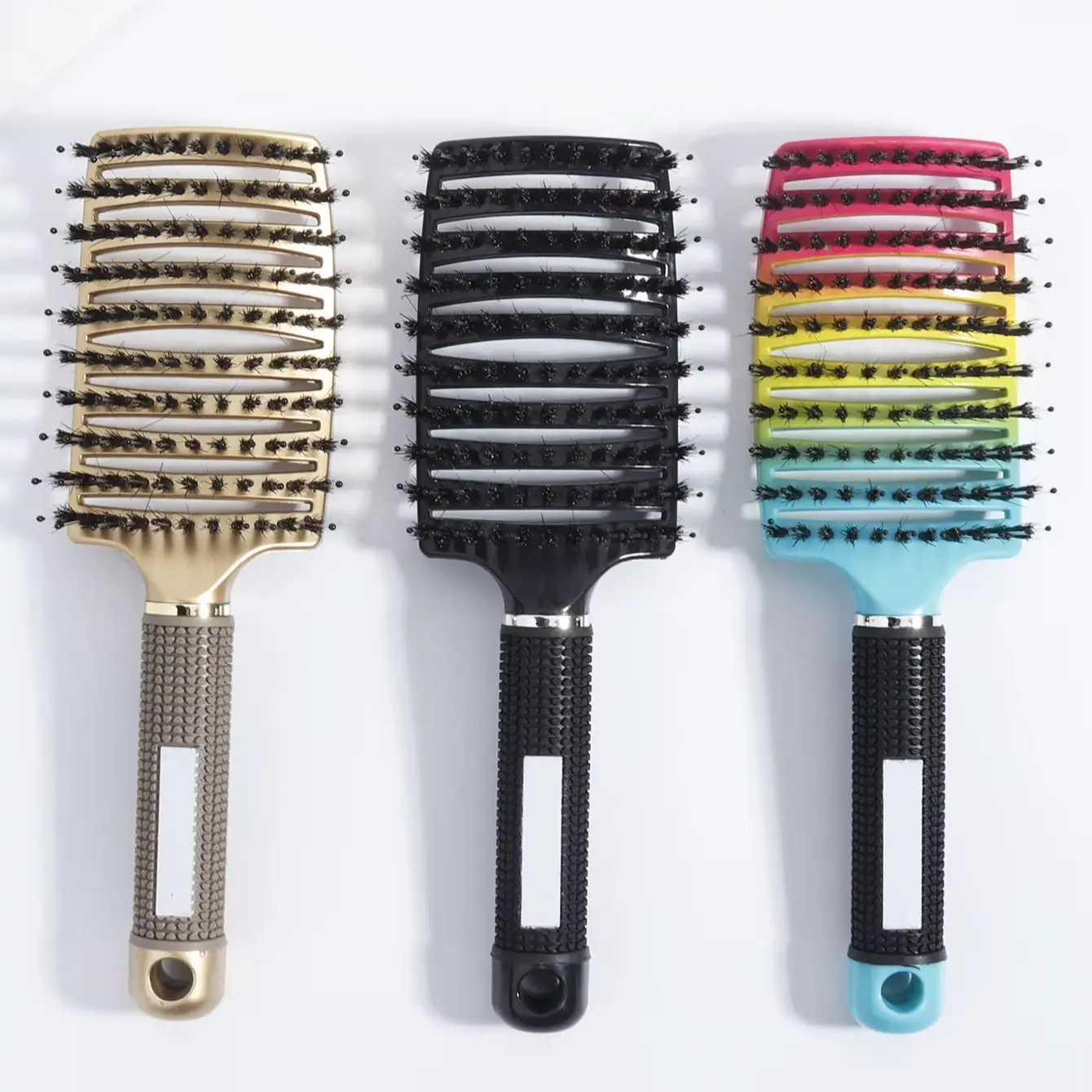 Detangling Hair Brush Bristle&Nylon Women Wet Massage Comb Curly Hairdressing Salon Styling Tools Special for Real Hair Wigs curly hair brush,hair styling comb,hair styling tool,scalp massage comb,wig brush,hair brush,hair styling brush,hair comb,curly hair comb