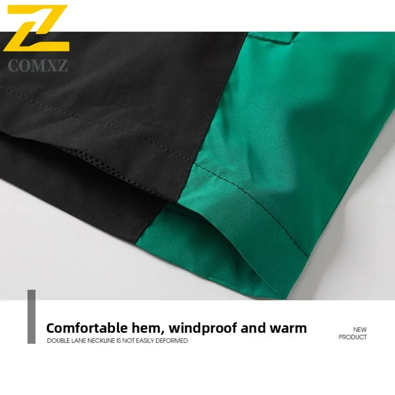 COMXZ Men Outdoor Jacket 2025 Hooded Hiking Windproof Warm Parka Casual Travel Lightweight Cold Resistant Winter Jackets