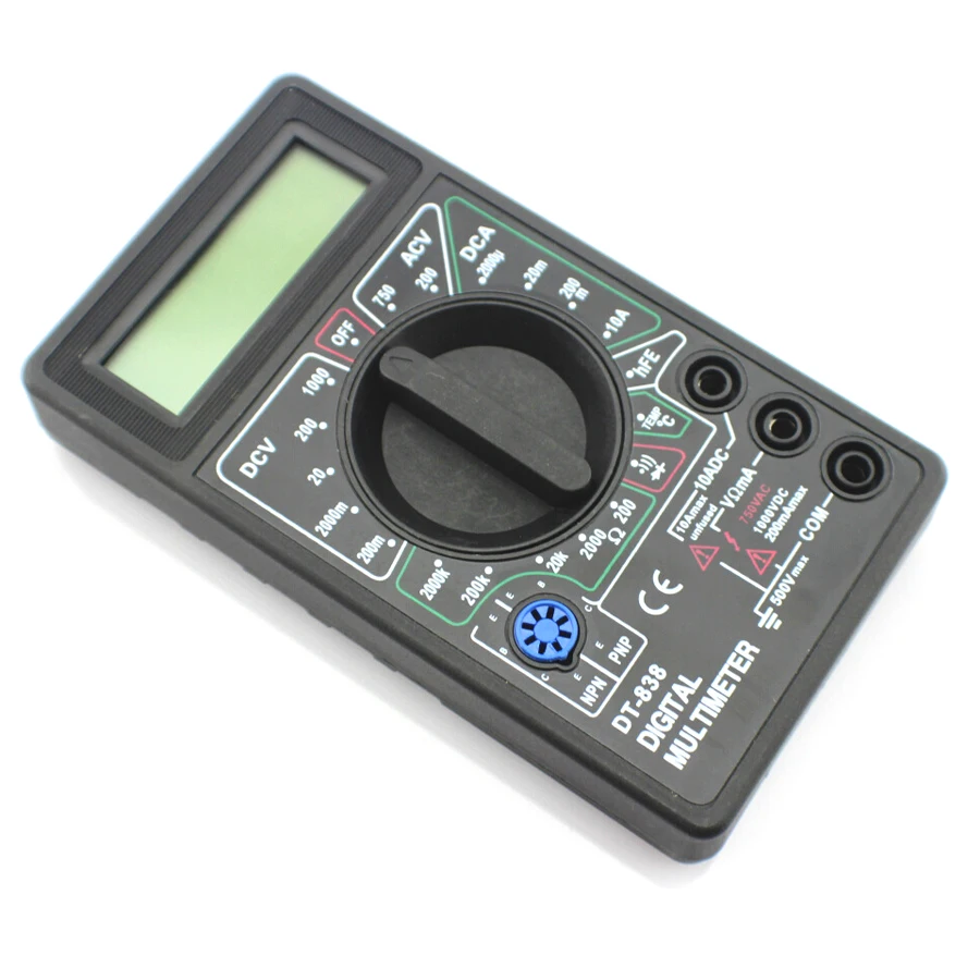 

DT-838 Digital Multimeter Temperature Probe 750/1000V DC AC Voltage Current Resistance Tester Amp Ammeter Voltmeter Ohm Diode