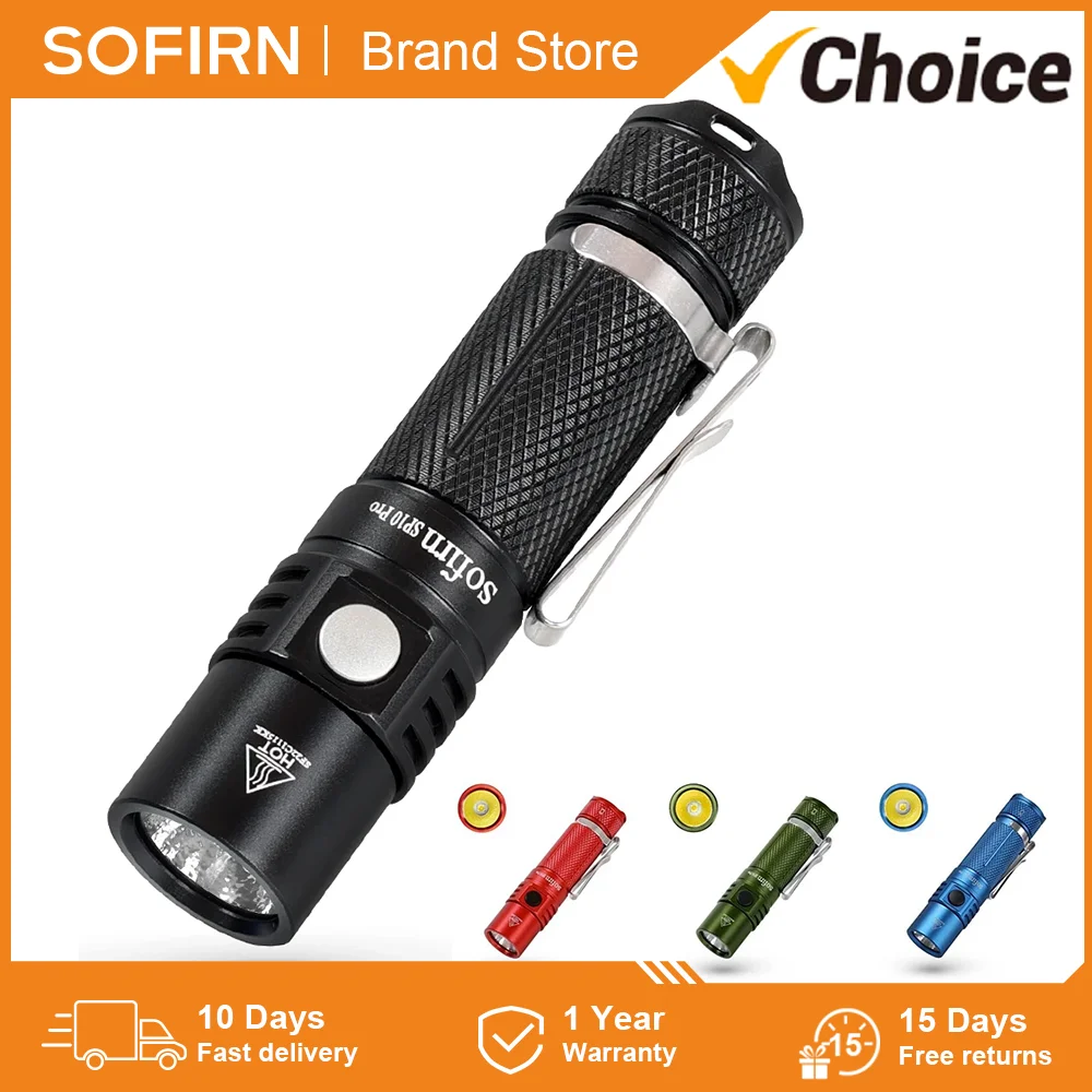

Sofirn SP10 Pro Powerful 900lm EDC Flashlight LH351D LED Torch Rechargeable 14500 AA Mini Portable Lantern Anduril 2.0