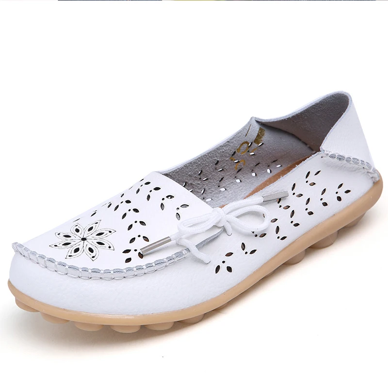 Women Shoes Women Flats Breathable Leather Loafers Slip On Moccasins