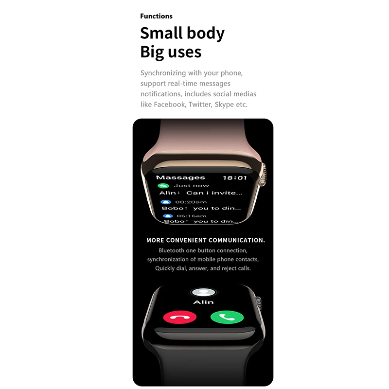 H188 Smart Watch Men Series 8 TWS Headset Connection  NFC IP68 Waterproof Bluetooth Call Siri Flashlight Wireless Smartwatch