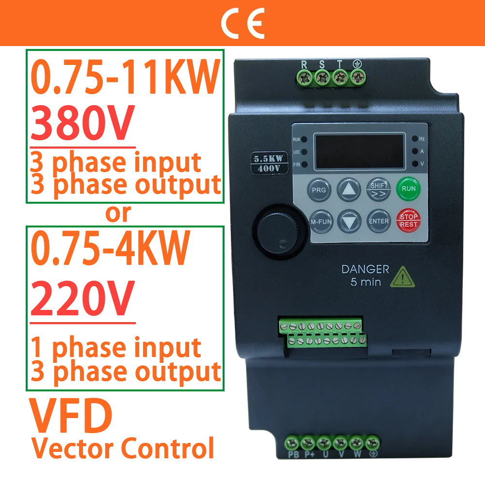 Convertitore Di Frequenza Variabile Vfd Economico Da 380V O 220V Inverter 0.75/1.5/2.2/3.7/4/5.5/7.5/11 Kw Regolatore Di Velocità Del Motore Di Contro