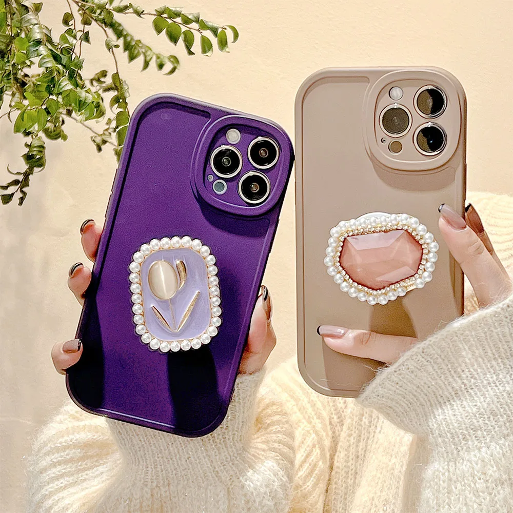Luxury Pearls Holder Stand Phone Case For iphone 14Pro 13 ProMax XSMAX luxury-pearls-holder-stand-phone-case-for-iphone-14pro-13-promax-xsmax