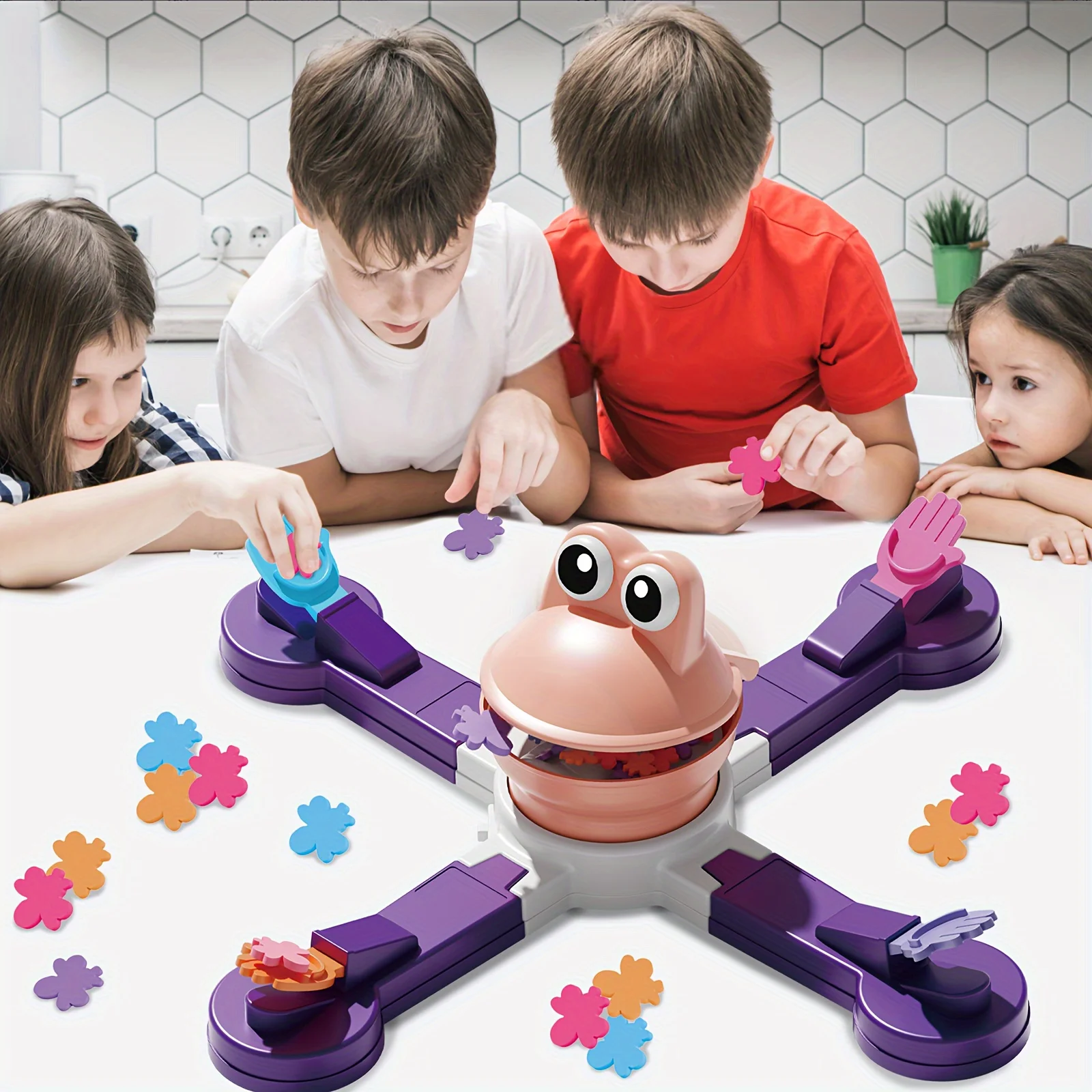 New 1-4 Players Frog Feeding Crazy Checkerboard Game - Exciting And Competitive Family Game For Single Multiplayer Team Players 5