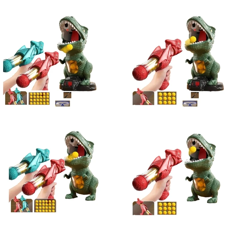 Dinosaur Guns Toy for Boys Foam Guns Game Toy with LED & Sound EVA Balls Kids Foam Play Outdoor Toy crossbow dart board for kids with 6 sticky balls throwing target games dinosaur game set for indoor outdoor birthday gift