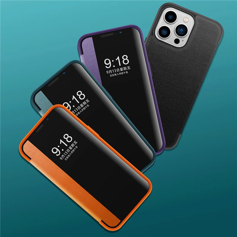 Smart View Flip Leather Phone Case, Soft Antichoc Cover, Business, iPhone  15 Pro Max, 14, 13, 12, 11, XS, Poly X, 7, 8 Plus, SE
