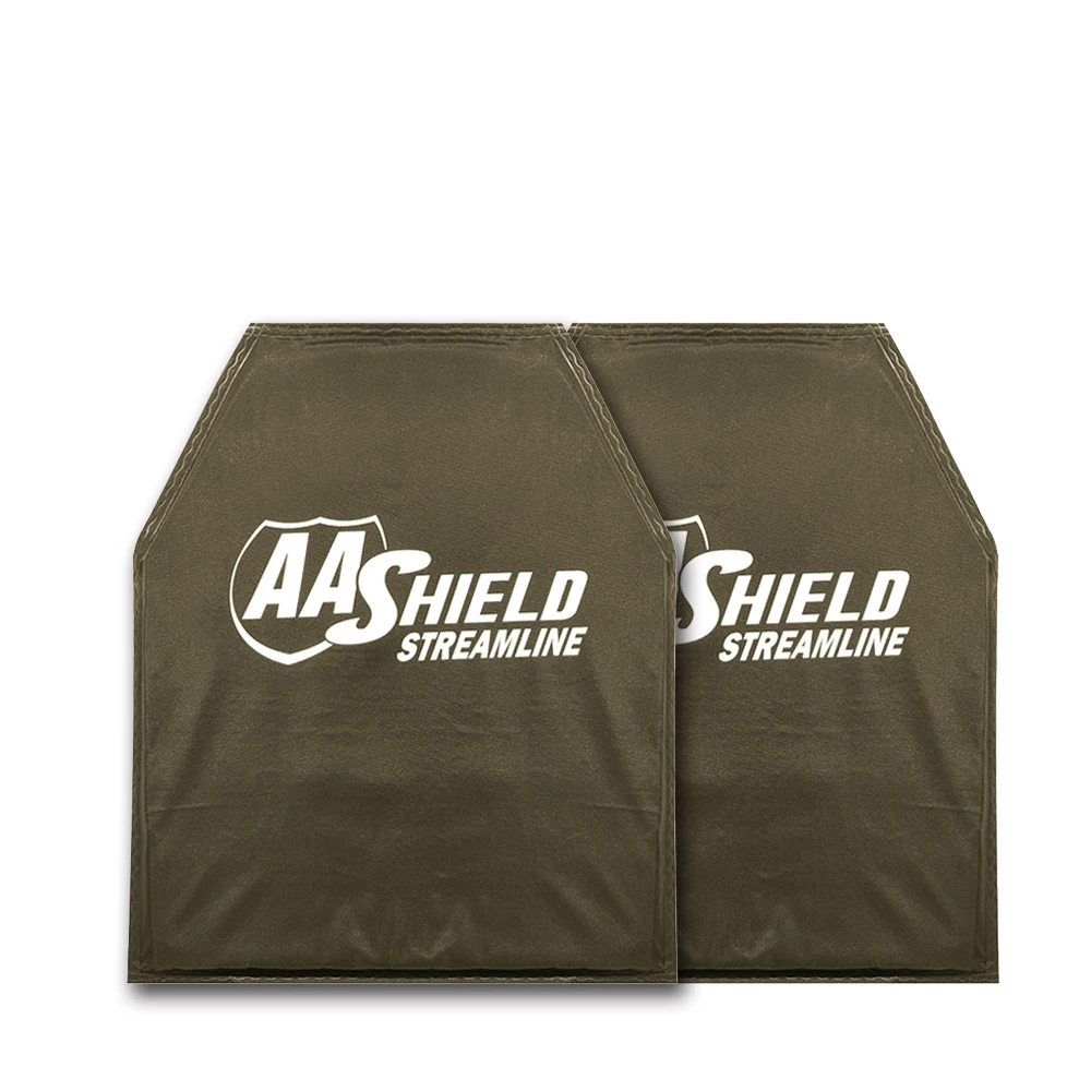 

AA Shield Streamline Bulletproof Soft Body Armor Inserts Plate UHMWPE Core Self Defense Supply Ballistic NIJ IIIA 10x12-T2 Pair