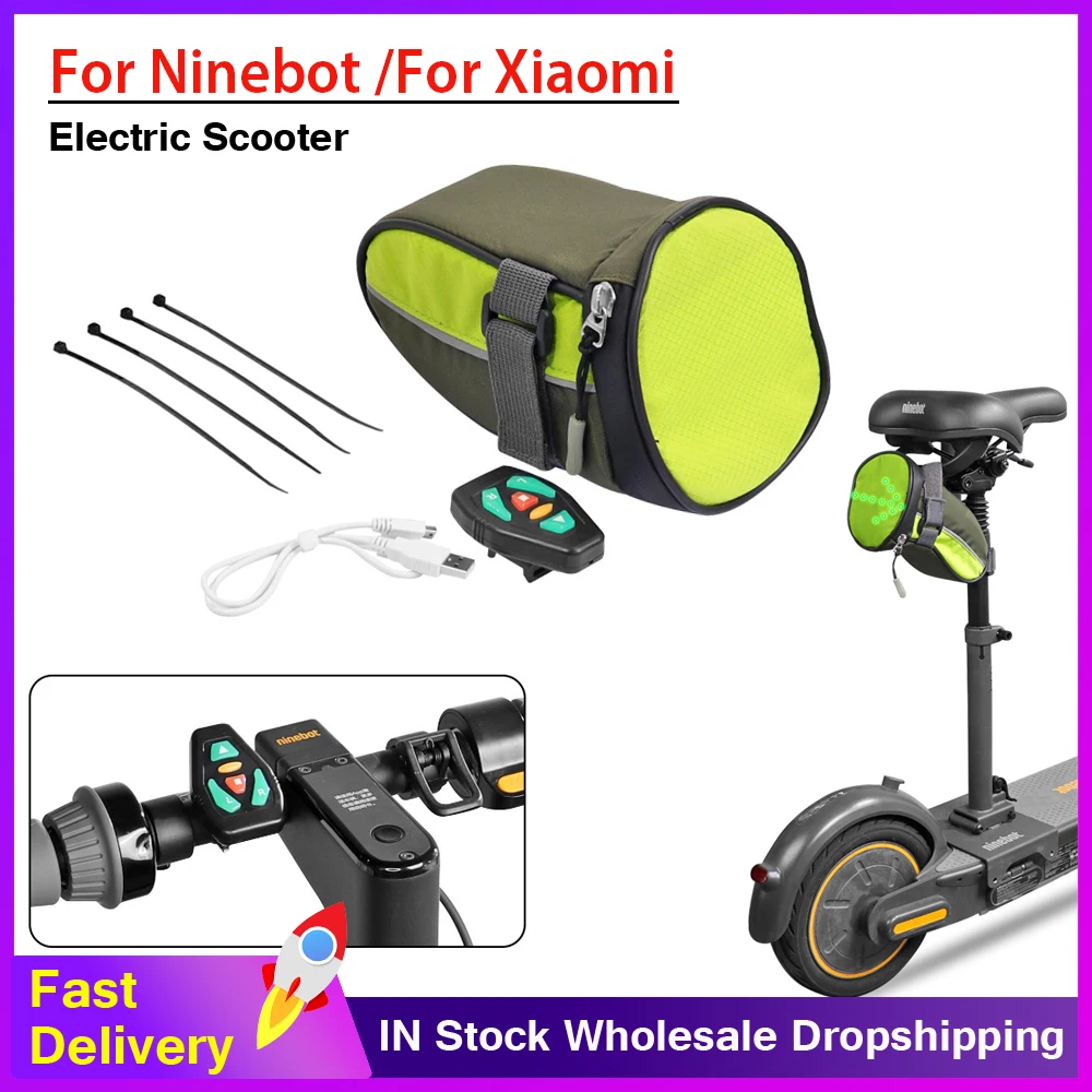 

E-Scooter Storage Saddle Bag Wireless Remote Control for Ninebot Max G30/for Xiaomi Tail Light Bag LED Turn Signal Light Parts