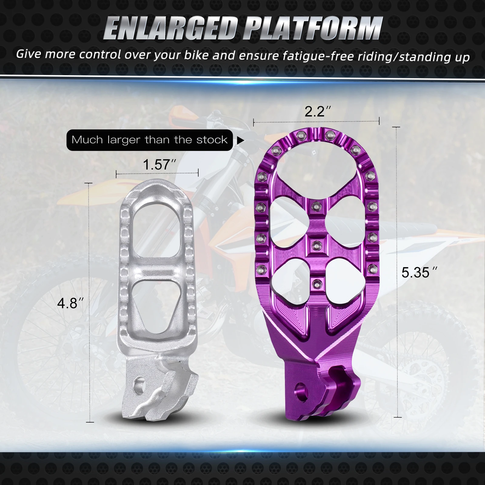 NICECNC Vergrößerte Fußrasten aus Aluminium für Surron Light Bee X, für Sur-ron Light Bee S L1E, für Segway X160 X260 Elektro-Dirtbike – Detail 2