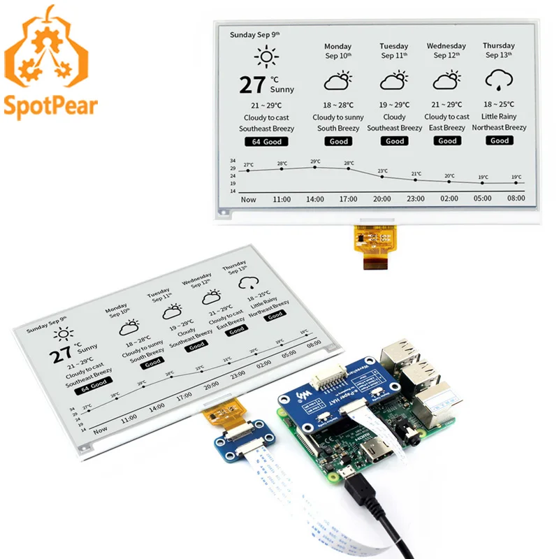 Raspberry pi 7.5 Polegadas E-paper E-ink Display Hat Spi Interface 800×480 Preto Branco para Arduino Stm32 Jetson Nano