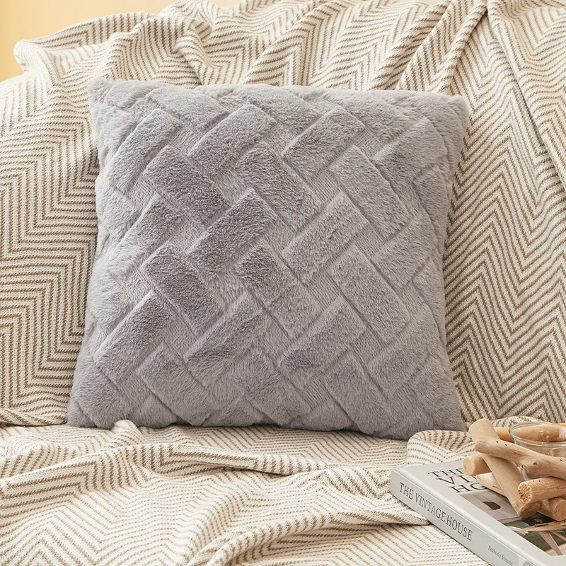 Luxurious Plush Throw Pillow Cover - Soft Cotton Decorative Cushion Case for Sofa, Bed, and Living Room Decor