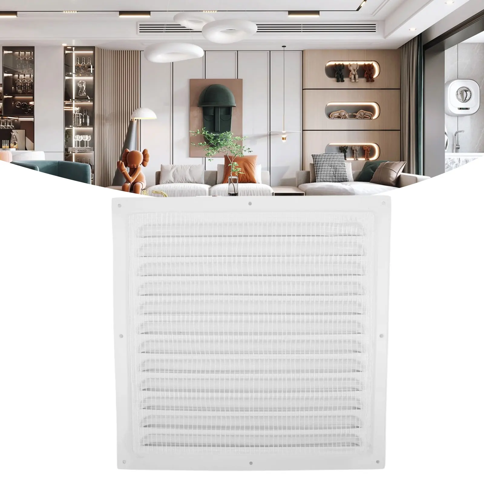 1PCS 250/300MM Air Vent White Metal Louver Vent Grille Cover Square Insect Screen Cover For Covering Wall /ceiling Openings