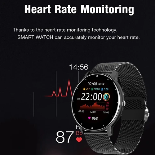 RUNRUNFIT ZL02 남녀공용 블루투스 방수 스마트 워치, 심박수 피트니스 트래커, iPhone 및 Android용 스마트 팔찌 2