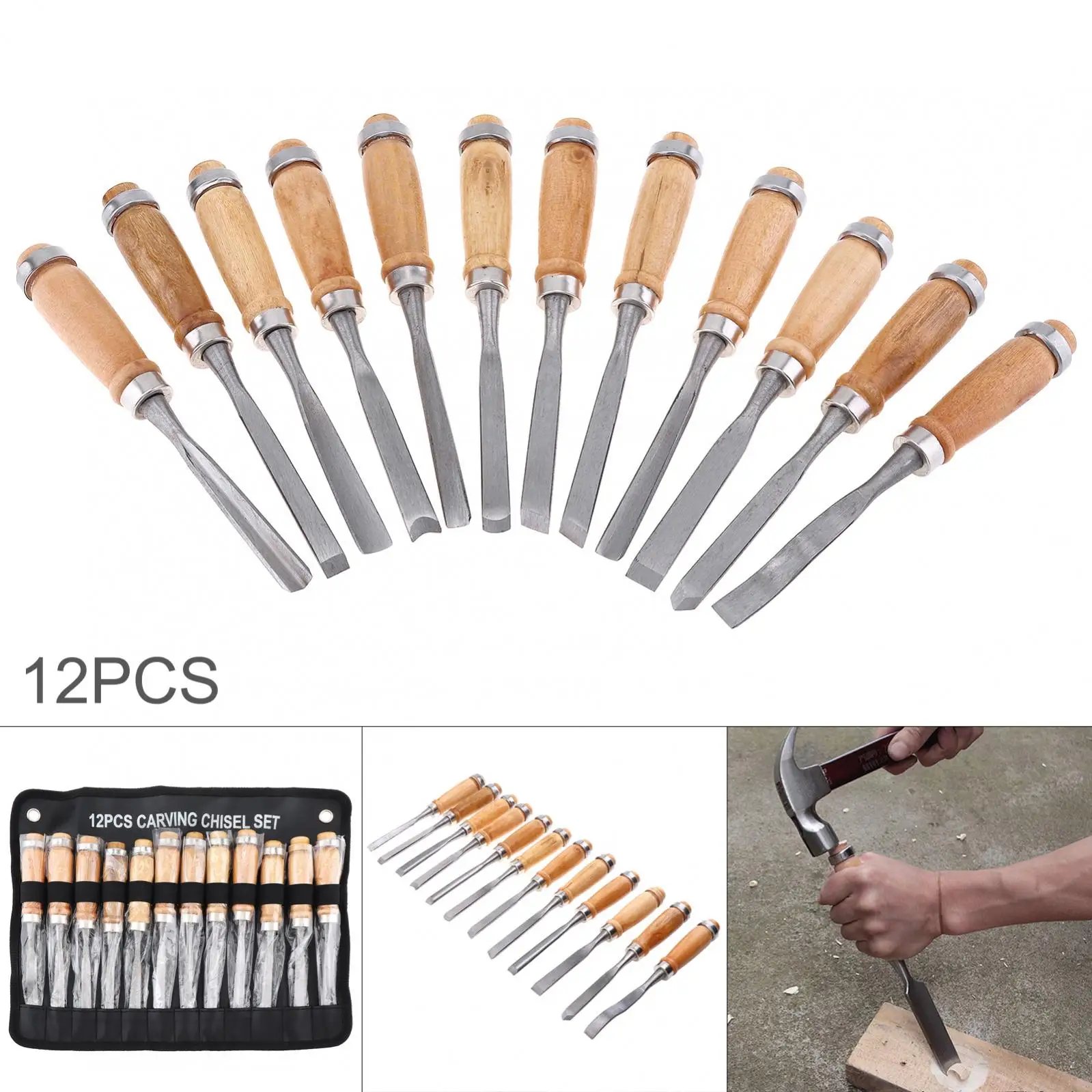 

12pcs Woodworking Chisel Steel Chisel Set Carving Chisel Carpenter Wood Chisels Tool Woodworking Tool Set Carving Hand Tools