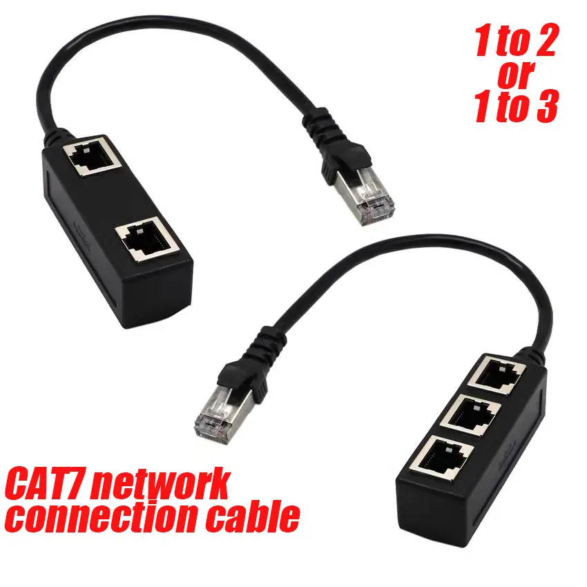 3 In 1 RJ45 Splitter LAN Ethernet Network RJ45 Connector Extender Adapter Cable for Networking Extension 1 Male To 2/3 Female