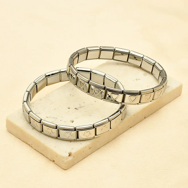 Stainless Steel Bracelet DIY Italian module splicing heart-shaped pentagram detachable elastic