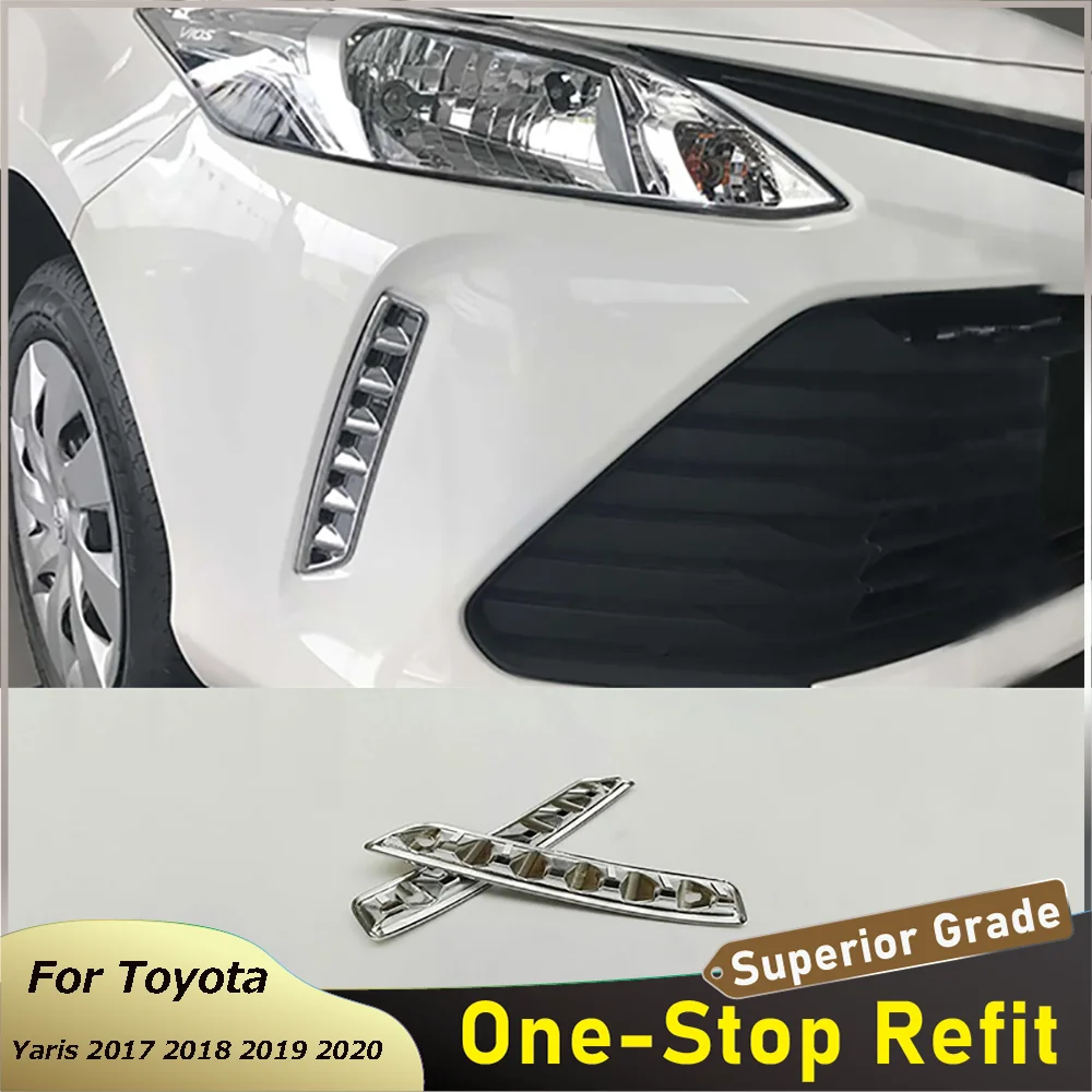 Car Front Head Fog Light Lamp Cover Trims Frame Auto Accessories For Toyota Yaris 2017 2018 2019 2020 1