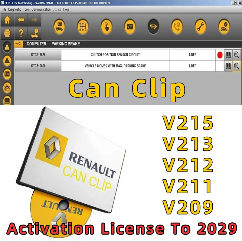 

LATEST SW V215 V213 V212 V211 V209 For Renault Can Clip Diagnostic Tool Free Gifts +Reprog V191 +Pin Extractor+Dialogys V4.72