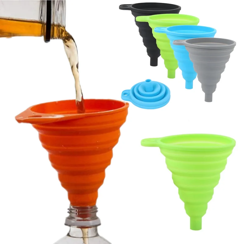 Car Engine Universal Funnel Silicone Liquid Funnel Washer Fluid Change Foldable Portable Auto Engine Oil Petrol Change Funnel