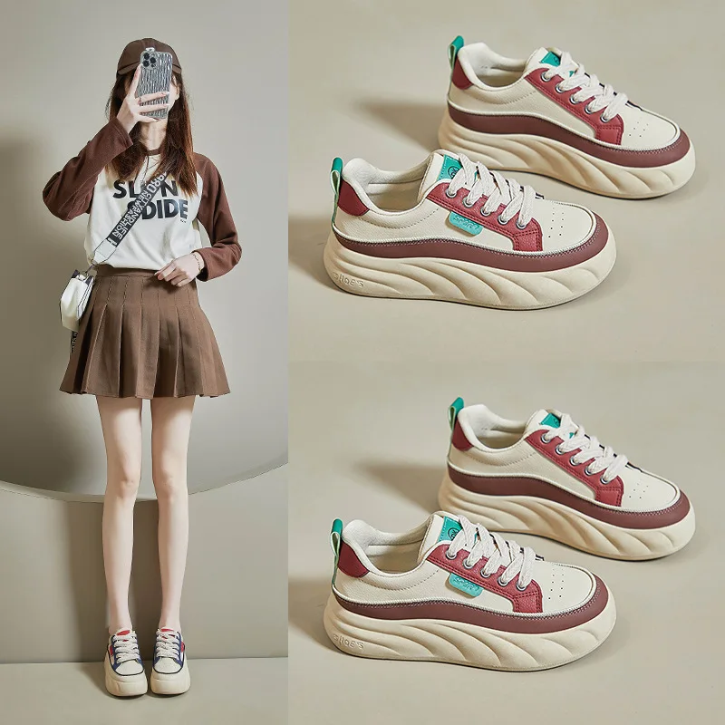 Spring & Summer Women Shoes Fashion Sneakers Thick-Soled Increase Breathable Sports Casual Size 35-40