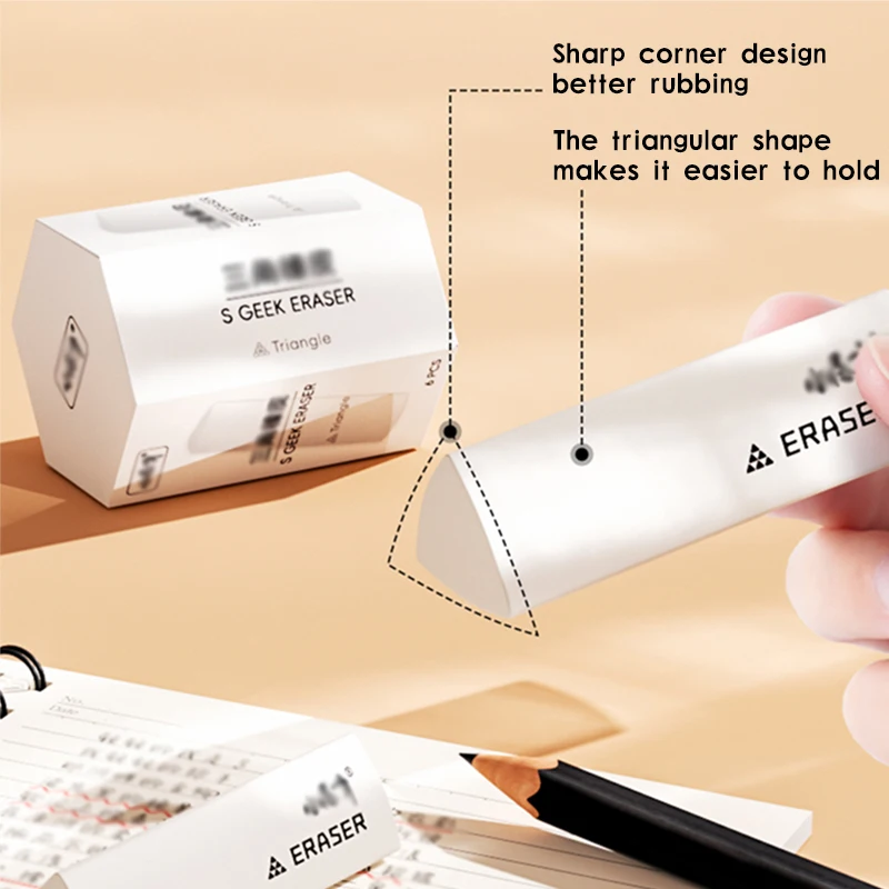 Pencil Eraser 6 Pieces Triangle White Soft Pencil Eraser for Writing Drawing