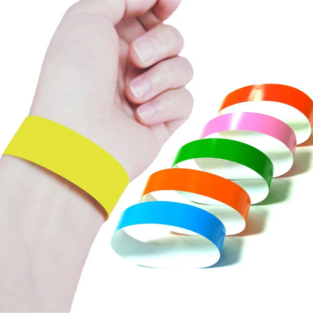 100-200 Pcs Disposable Wristband with Waterproof Tear Resistant Identification Party and Exhibition Entrance Ticket Wrist Strap