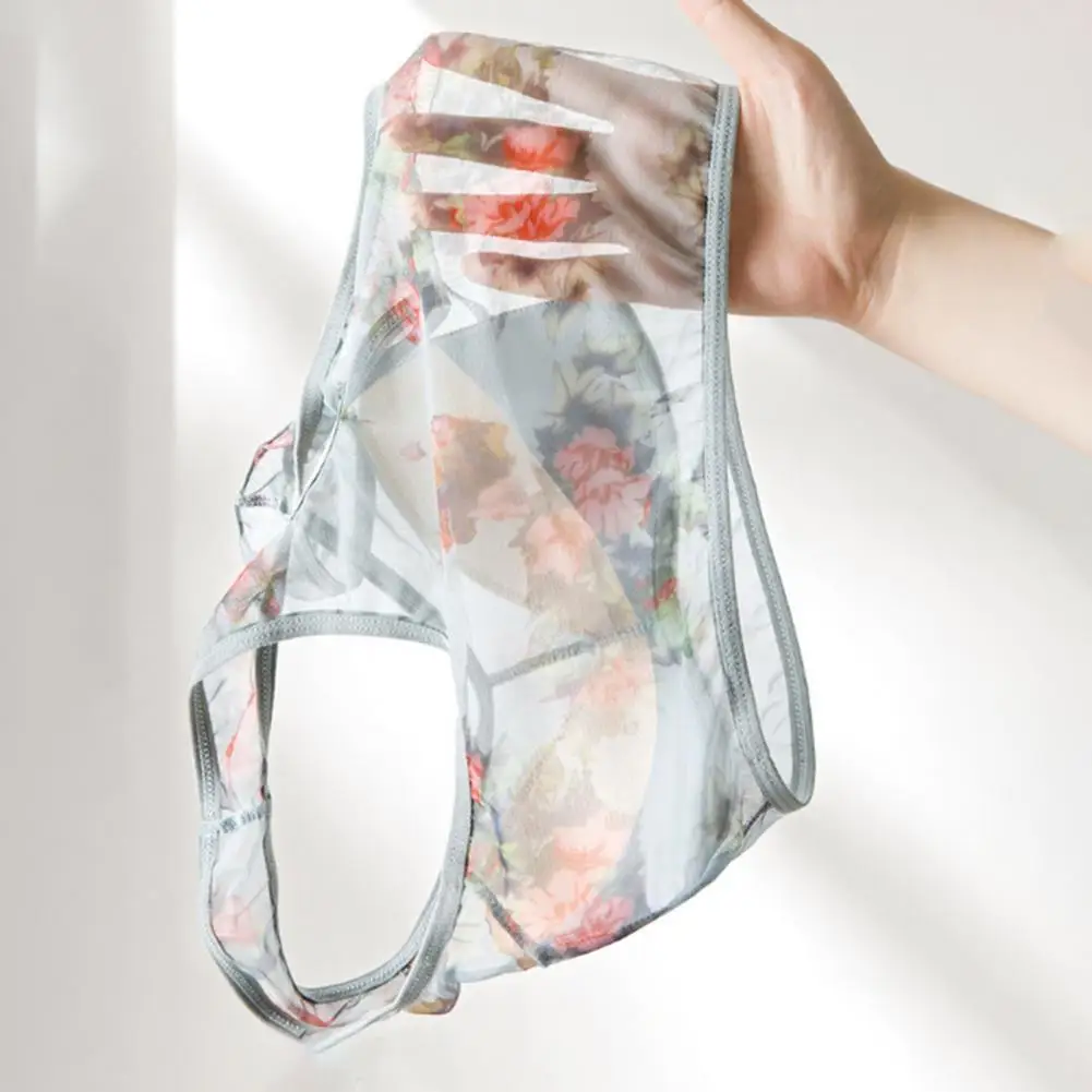 Floral Print Mid-aged Women Bra Mesh Thin Wide Shoulder Strap Wireless Anti-snagging Push Up Seamless Mother Bra