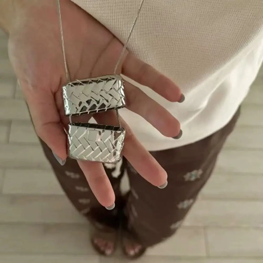 Metal Long Necklace with Mini Bag and Water Bottle Pendants