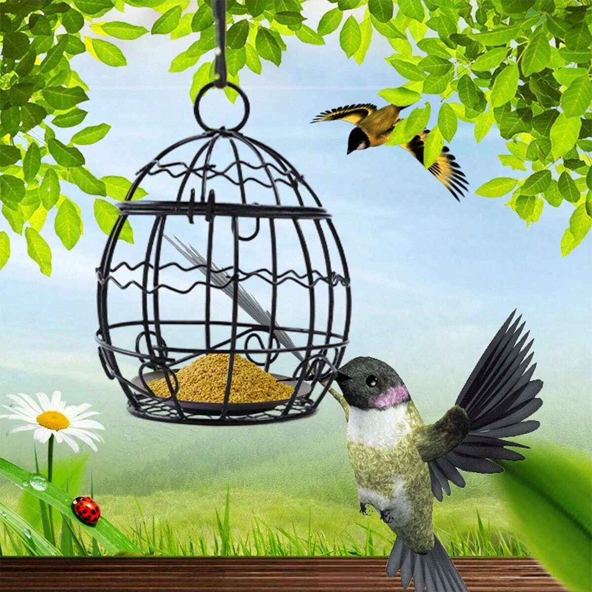 Bird feeder 1pc Iron hanging birdcage feeders for outdoor gardens and courtyards accessories for bird feeding stations