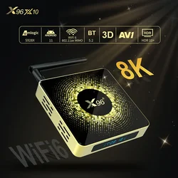 X96 X10 Amlogic S928X TV Box 8GB RAM 64GB ROM Support 8K USB3.0 Wifi6 BT1000M LAN Google Voice Input Media Player Set Top Box