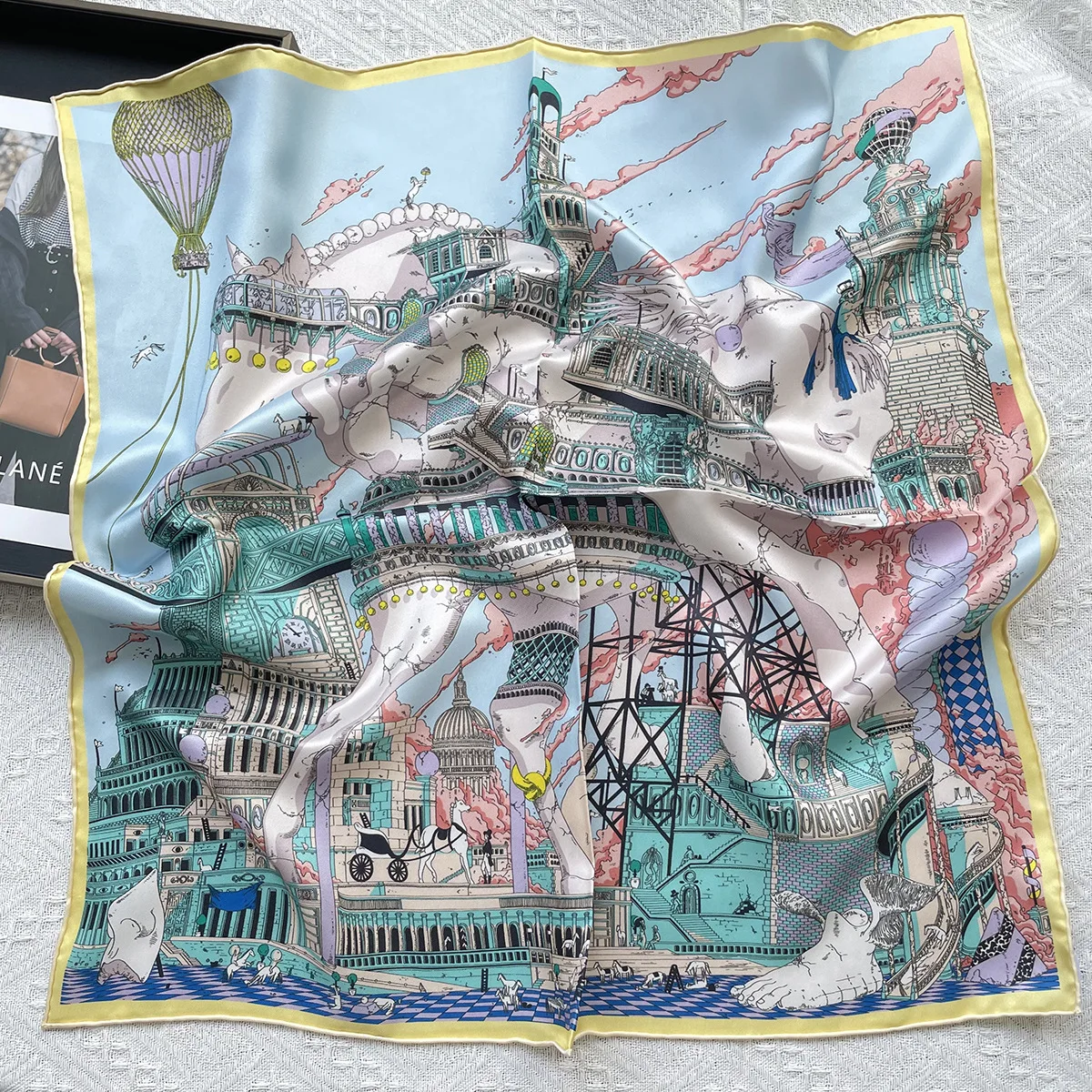 Elegant Versatile Silk Twill Scarf - Luxurious Heavyweight Mulberry 70 Square Fashion Accessory