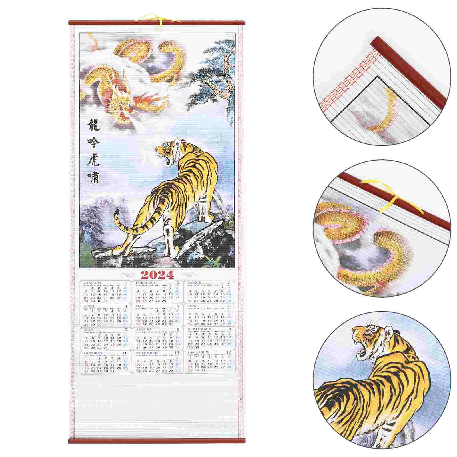 

Traditional Chinese Calendar Scroll Wall Calendar 2024 Wall Calendar 2024 The Year Of Dragon Calendar Office Imitation Bamboo