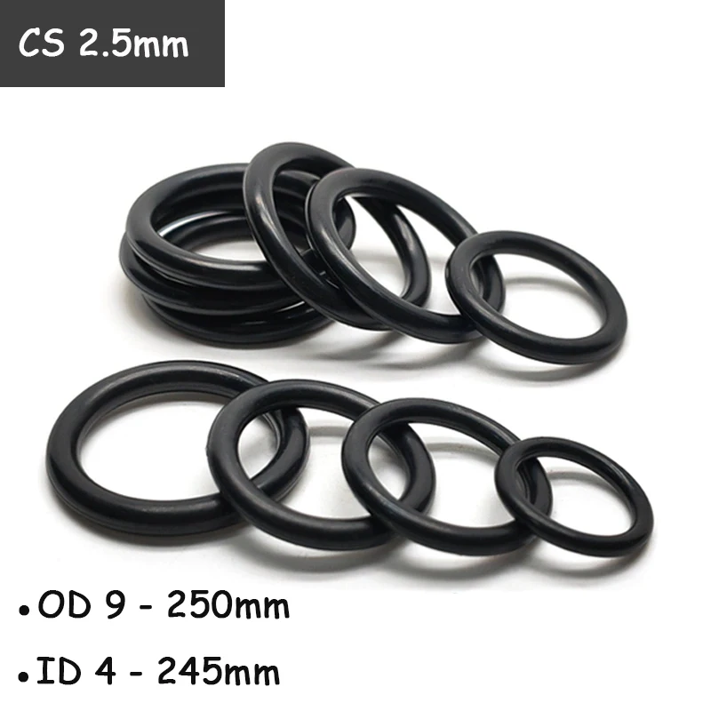 

CS 2.5mm Black O Ring Gasket OD 9 - 250mm NBR Nitrile Rubber Automobile Round O Type Sealing Washer Good Oil Resistance