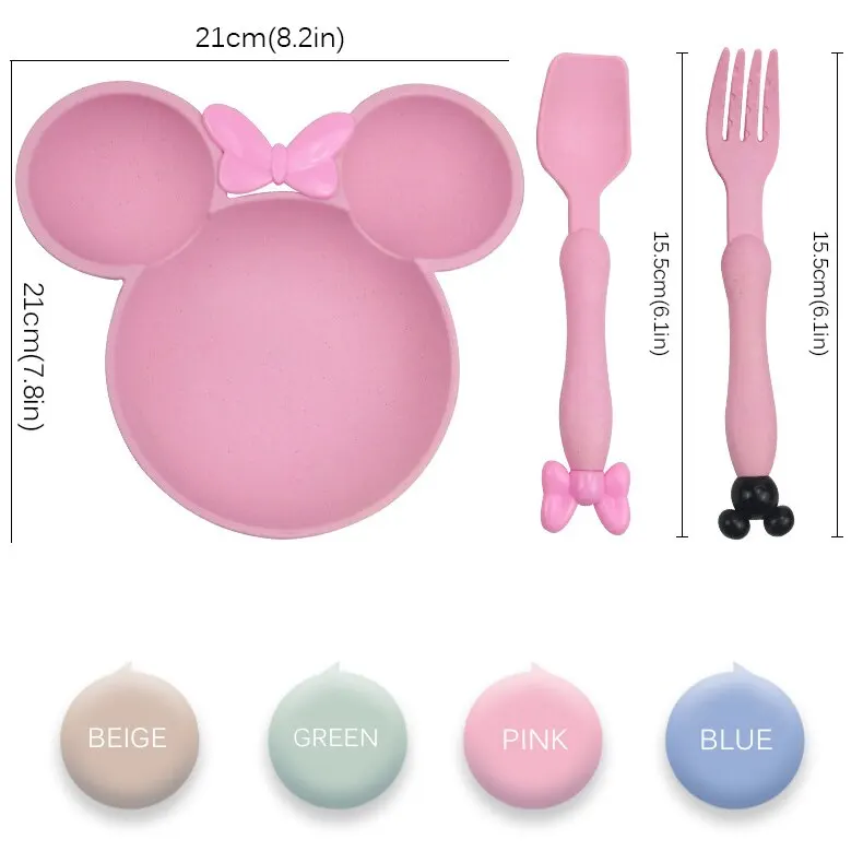 Baby Tableware Set Wheat Straw Baby Cartoon Tableware Set Children's Dishes Kids Dinner Platos