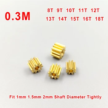 Модуль 0,3 м, металлическая медная Шестерня 8T 9T 10T 11T 12T 13T 14T 15T 16T 18T зубцы, шестереновое колесо шпинделя двигателя, подходит для вала 1 мм 1,5 мм 2 м...