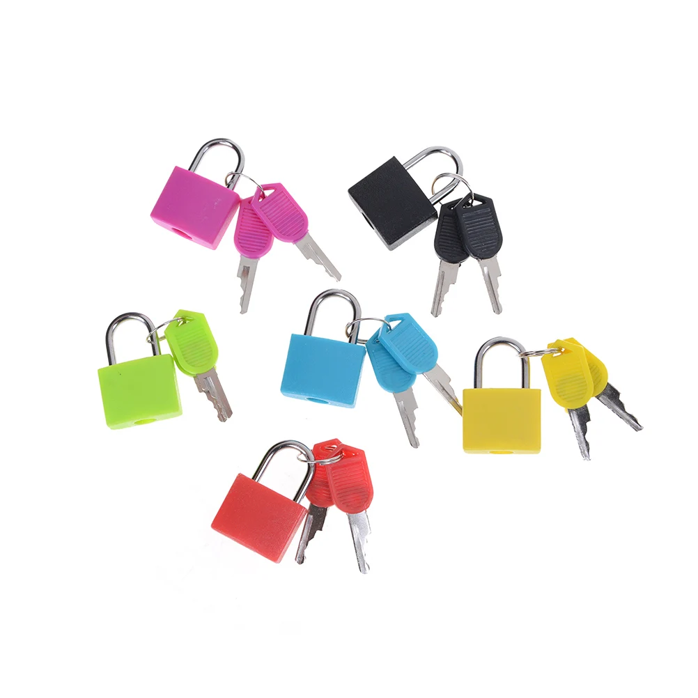 1PCS 6 colors Small Mini Strong Steel Padlock Travel Tiny Suitcase Lock with 2 Keys