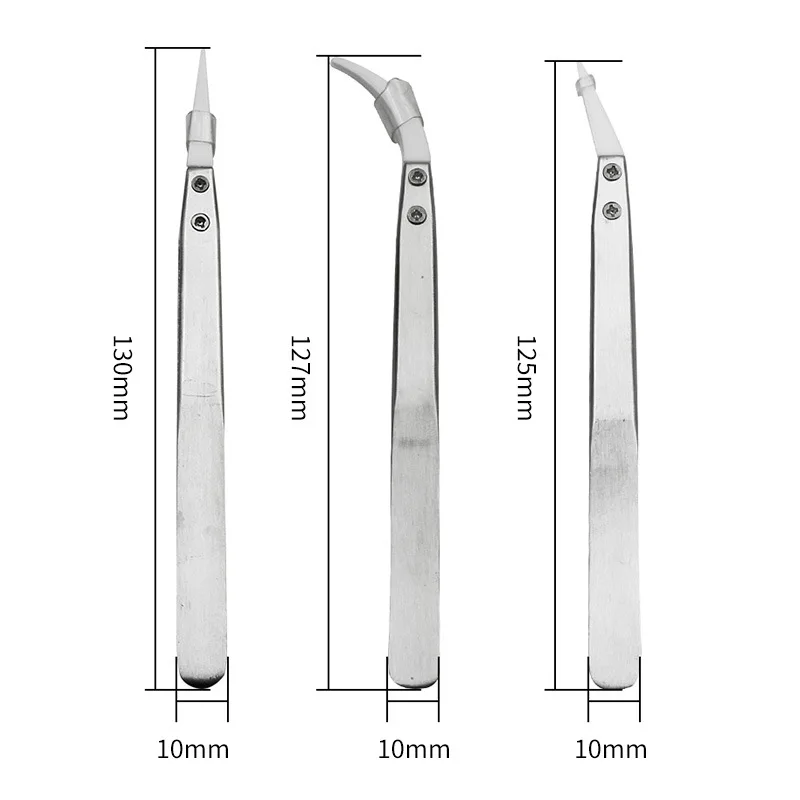 Precision Tweezers Soldering Tweezers Ceramic Tweezers 3PCS Straight Aimed Ceramic Tweezers Electronics Soldering Stainless Steel Handle