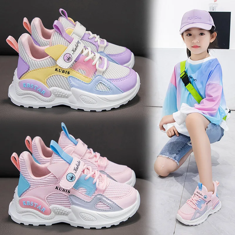2024 kinder Turnschuhe Mädchen Schule Casual Outdoor Atmungsaktive Laufschuhe Licht Weiche Tenis Rosa Nicht-slip Kinder Schuhe_voghion.com