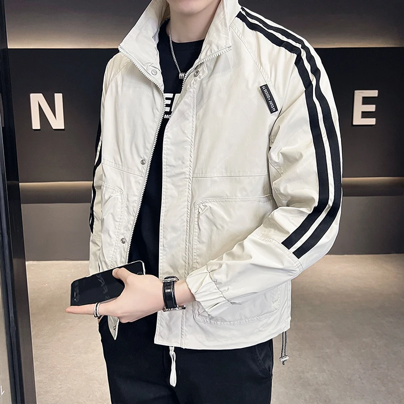 Men's sports jacket casual loose standing collar spring thin fashionable high-quality men's jacket  men clothing Korean version
