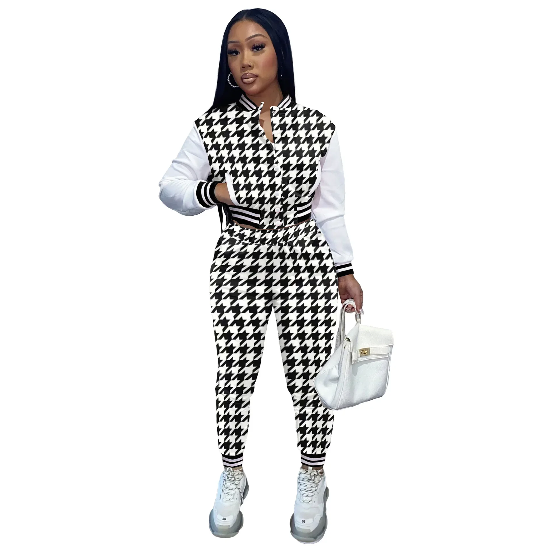 Fashion Women Set Baseball Suit Winter Spring Printing Casual Tracksuit Women 2 Pieces Set Sports Sweatshirts Sweatpants Outfits
