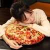 40/60cm Pizza Food Plush Pillow Stuffed Like Real Round Snack Cushion Shell with Zipper Ham Bacon Green Union Beef Tomato Decor 4