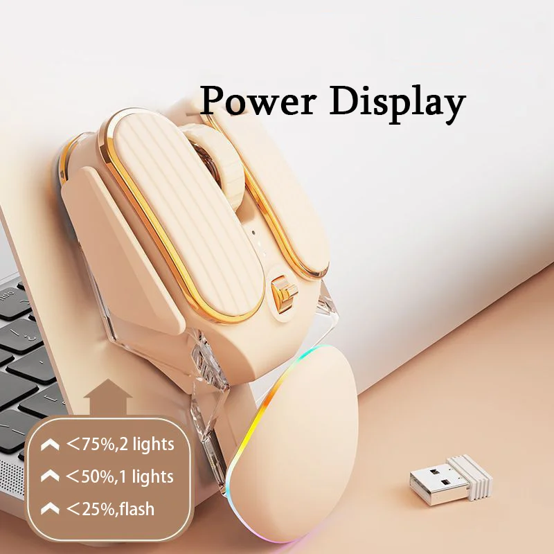 CHYI Bluetooth 2.4G Wireless Mouse Rechargeable Type-C Dual Mode Silent 2400DPI for Laptop PC