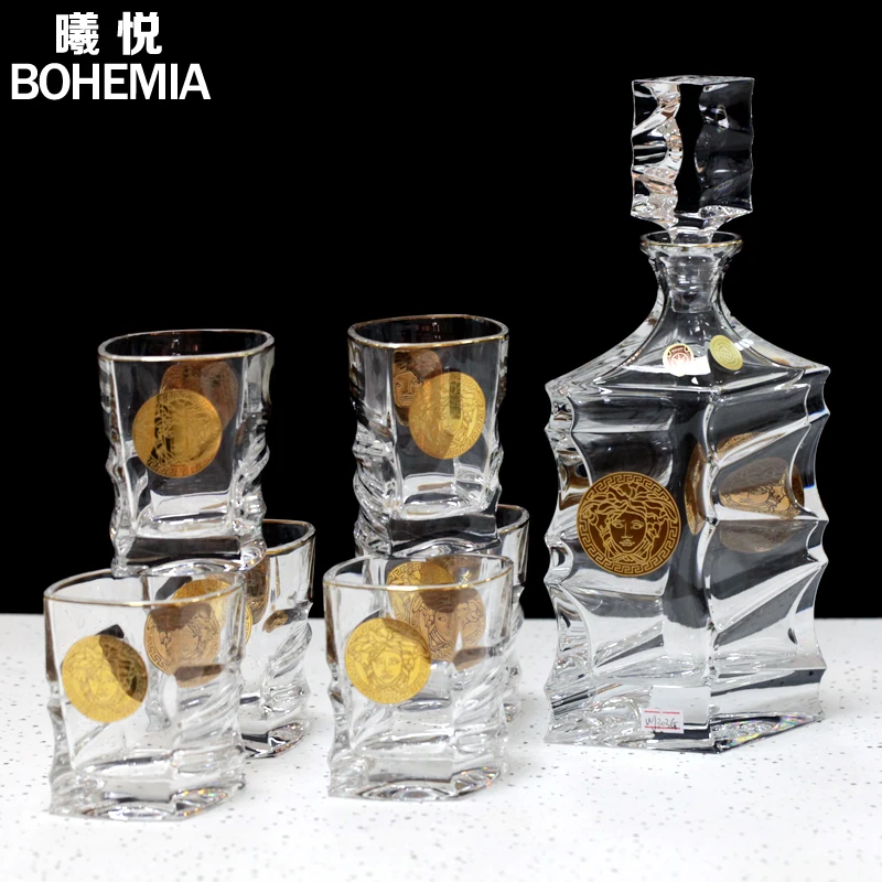 Crystal Glass Térmicas Set, Bohemian Original Importado, Vinho Estrangeiro, 7 PCs, D303