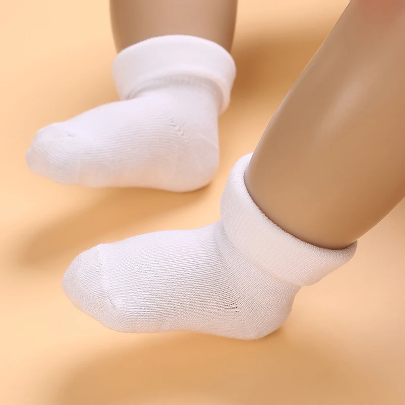 4 Pairs White Baptism Lovely Cotton Baby Socks 0-1 Year Old Newborn Baby Boys And Girls Socks 6