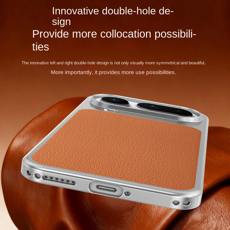 Premium Square Back Leather Phone Case with Raised Lens Protection