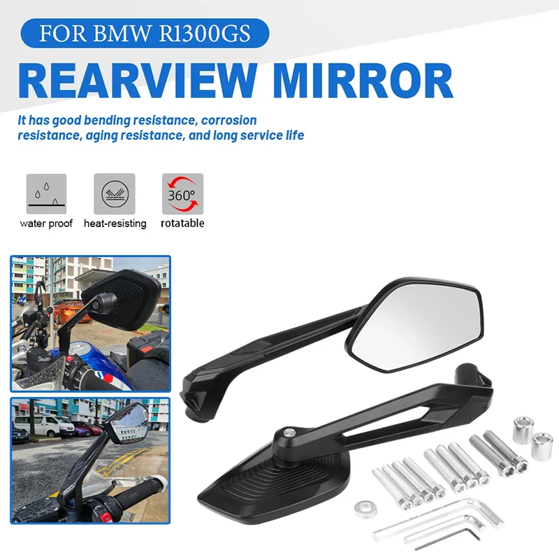 

Motorcycle Side Rearview Mirror For BMW R1300GS 2024 R1200 1250 GS ADV F900R G310GS S1000XR Aluminum Adjustable Rear View Mirror