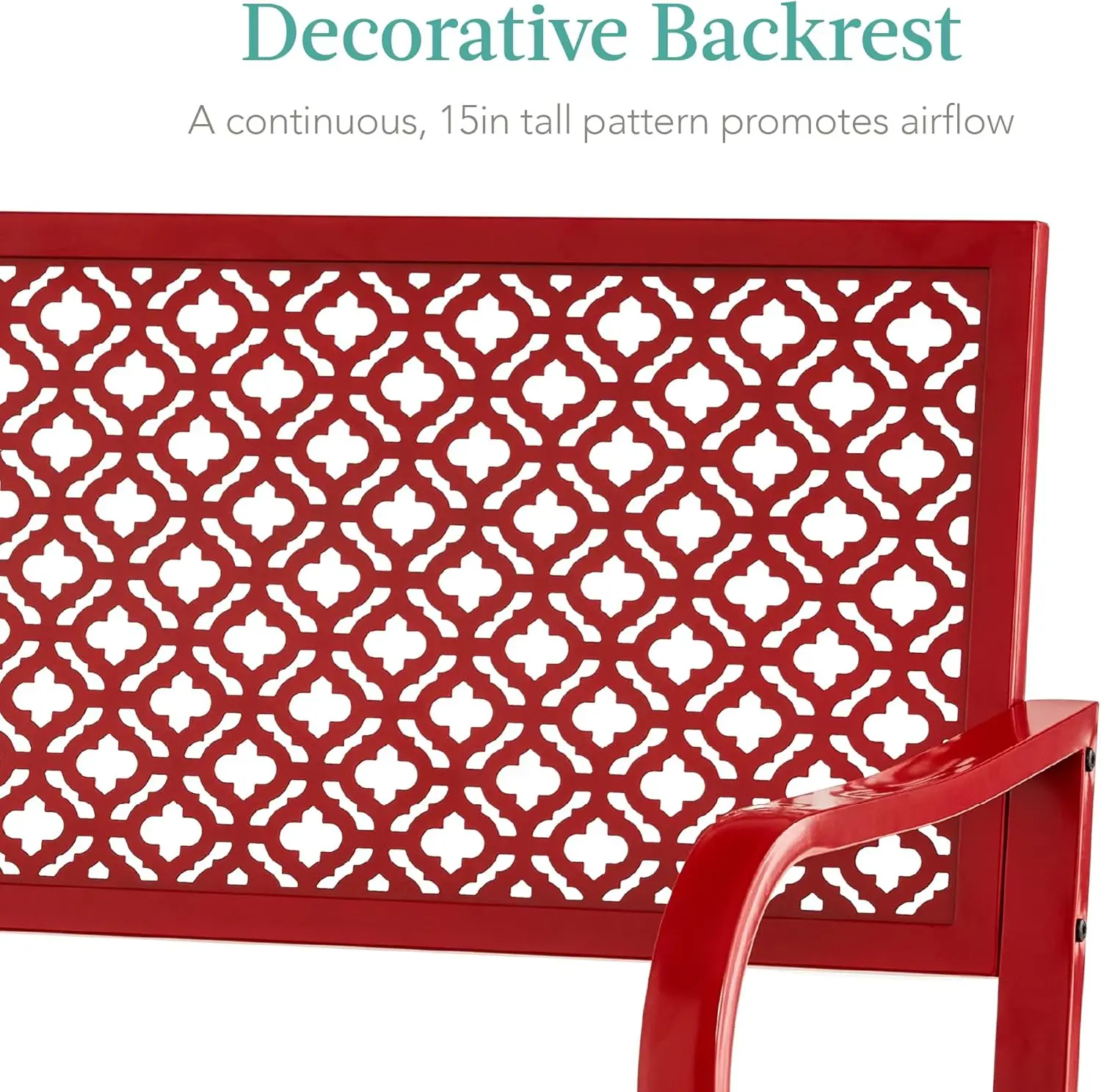 Best Choice Products Outdoor Bench 2 Person Metal Steel Benches Furniture for Garden  Patio  Porch  Entryway w Geometric Backres 6