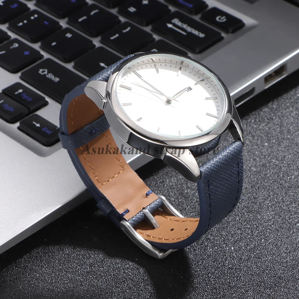Vintage Stitched Saffiano Leather Watch Strap - Premium Grade Quick Release